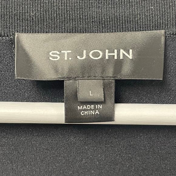 St. John Black Sequin Embellished Button Front V Neck Cardigan Womens Large - Picture 4 of 7